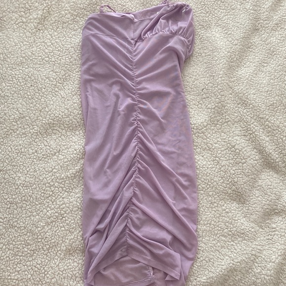 Lavender Side Cinched Mini Dress - Picture 2 of 5